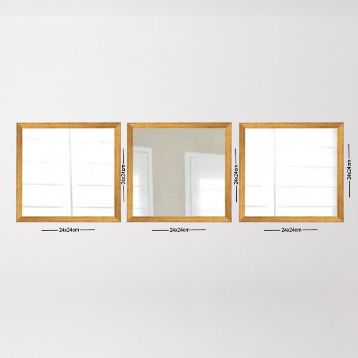 Wallity Set de Espejos de Cristal Oro y Plata (3 Piezas)